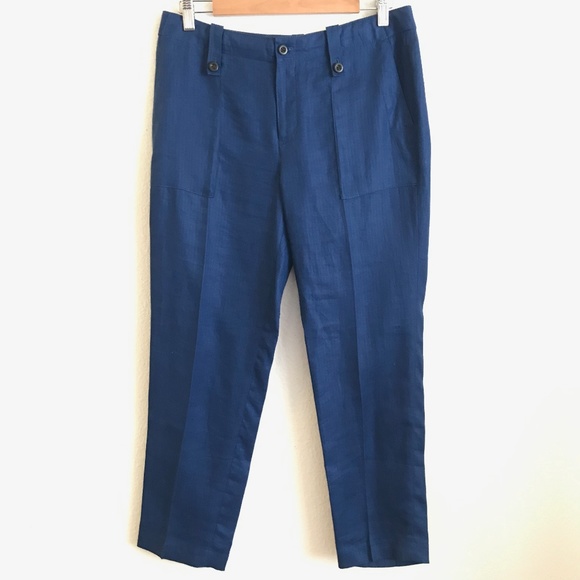 J. Crew Pants - J. Crew Navy Blue Linen Slim Cropped Garden Pants
